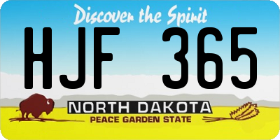 ND license plate HJF365