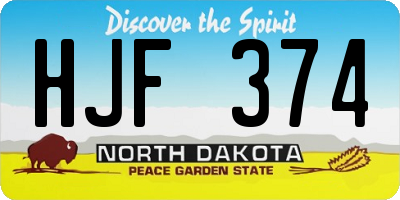 ND license plate HJF374