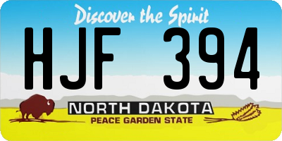 ND license plate HJF394