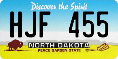 ND license plate HJF455