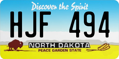 ND license plate HJF494