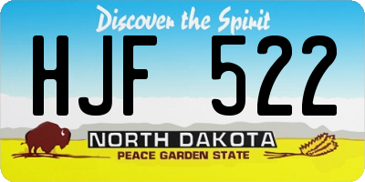 ND license plate HJF522