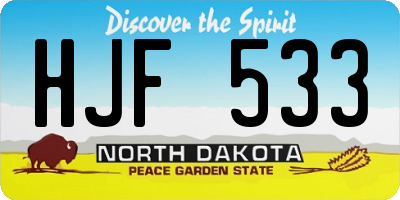 ND license plate HJF533