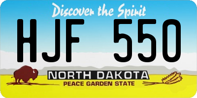 ND license plate HJF550