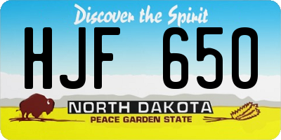 ND license plate HJF650