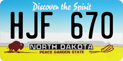 ND license plate HJF670