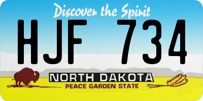 ND license plate HJF734