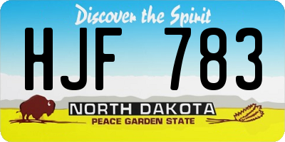 ND license plate HJF783