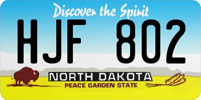 ND license plate HJF802