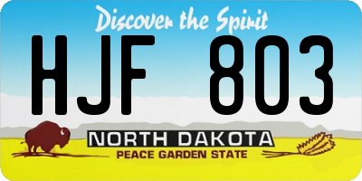 ND license plate HJF803