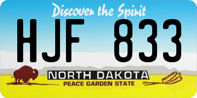 ND license plate HJF833