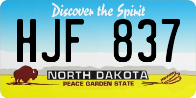 ND license plate HJF837