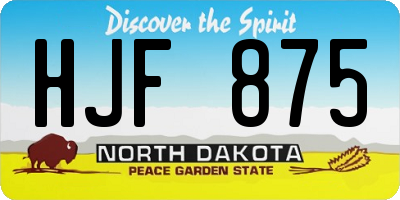 ND license plate HJF875