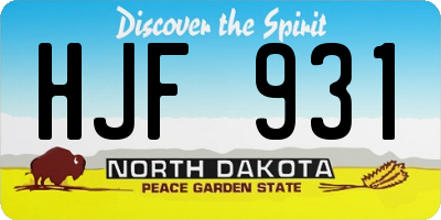ND license plate HJF931