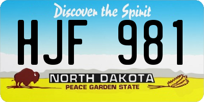 ND license plate HJF981