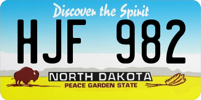 ND license plate HJF982