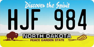 ND license plate HJF984