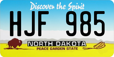 ND license plate HJF985