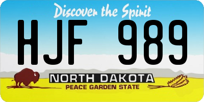 ND license plate HJF989