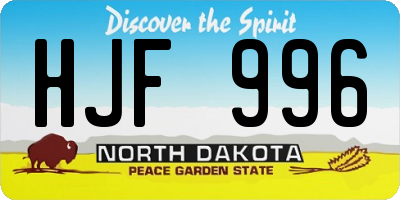 ND license plate HJF996