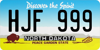 ND license plate HJF999