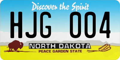 ND license plate HJG004