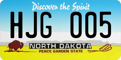 ND license plate HJG005