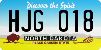ND license plate HJG018