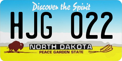 ND license plate HJG022