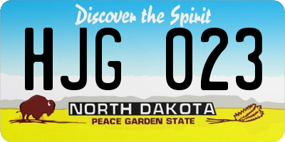 ND license plate HJG023