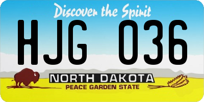 ND license plate HJG036