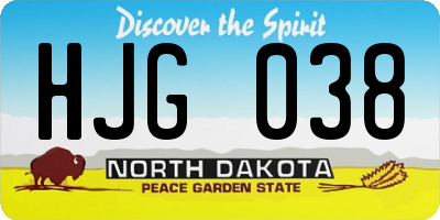 ND license plate HJG038