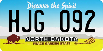 ND license plate HJG092