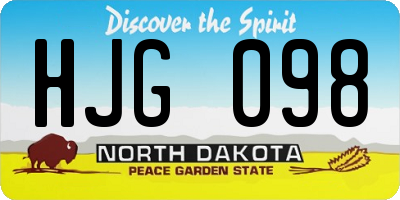 ND license plate HJG098