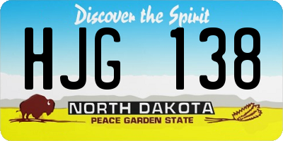 ND license plate HJG138