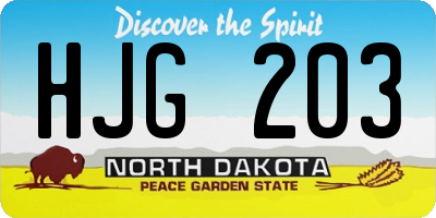 ND license plate HJG203