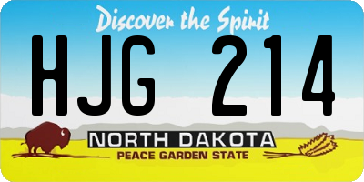 ND license plate HJG214