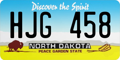 ND license plate HJG458