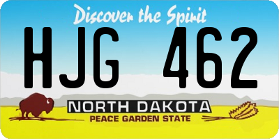 ND license plate HJG462