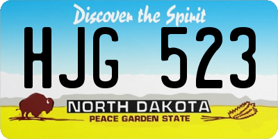 ND license plate HJG523