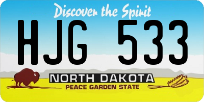 ND license plate HJG533