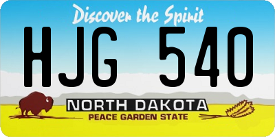 ND license plate HJG540