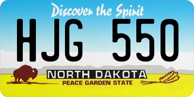 ND license plate HJG550