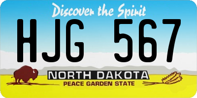 ND license plate HJG567