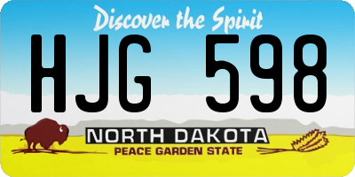 ND license plate HJG598
