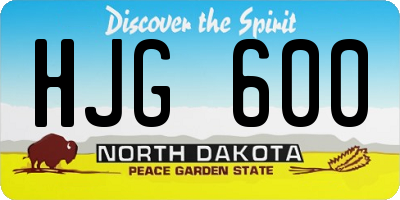 ND license plate HJG600