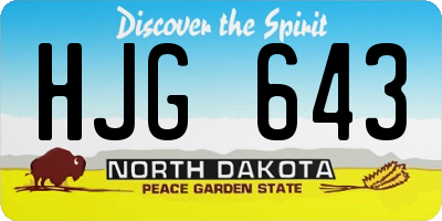 ND license plate HJG643