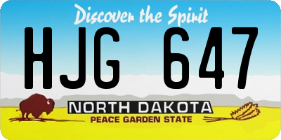 ND license plate HJG647