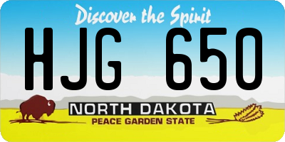 ND license plate HJG650