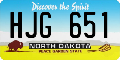 ND license plate HJG651